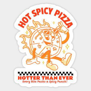 90s Retro Cartoon Hot Spicy Pizza Sticker